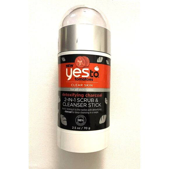 Yes To Tomatoes Clear Skin Detoxifying Charcoal 2-IN-1 Scrub and Cleanser Stick - Picture 1 of 6